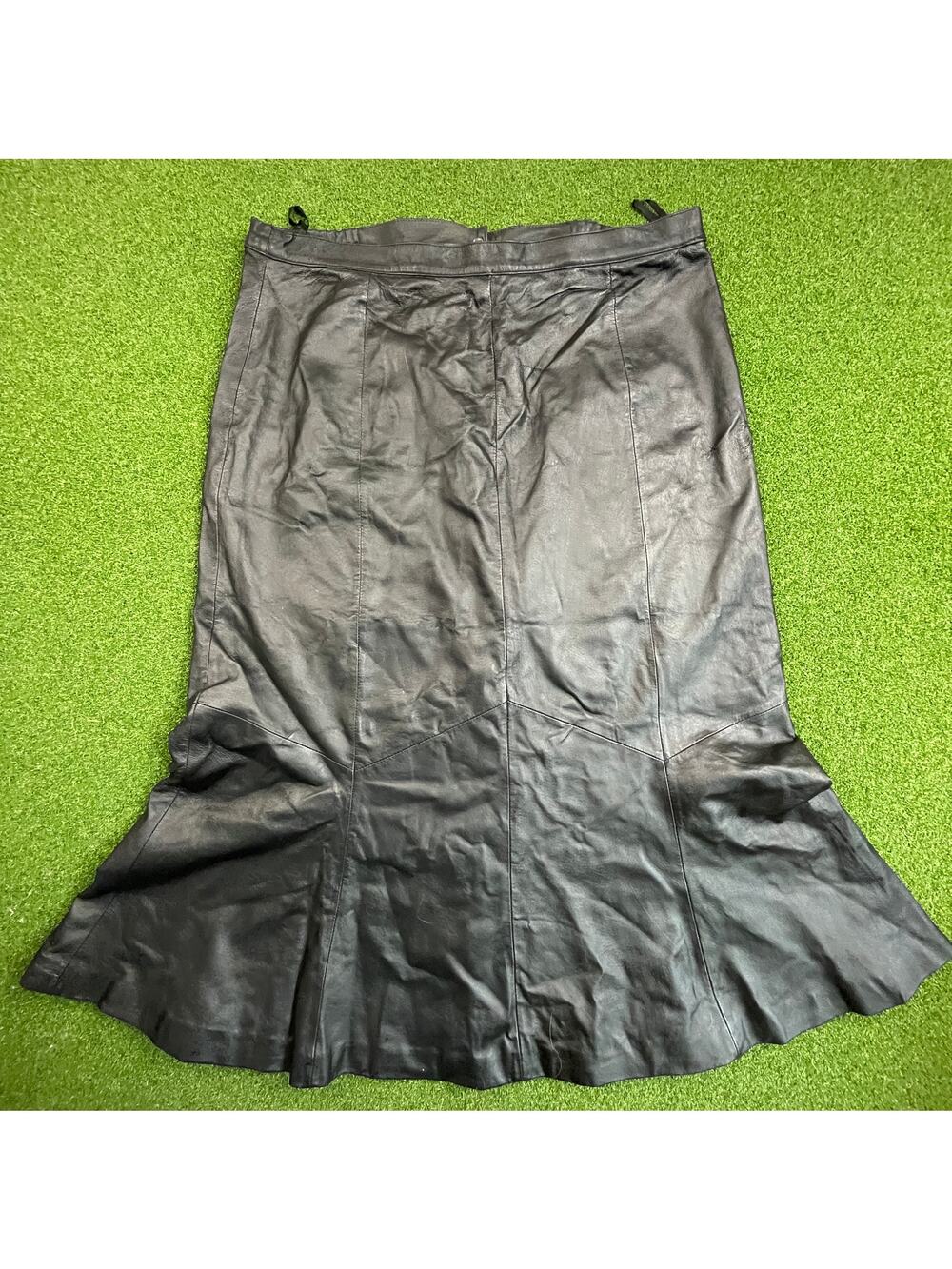 Via Accenti Black Leather Mermaid Midi Skirt Sz 18W